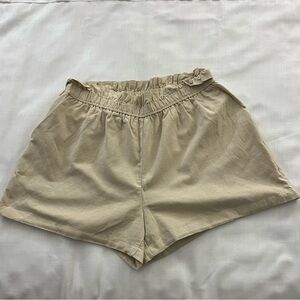 High Waist Beige Women's Shorts